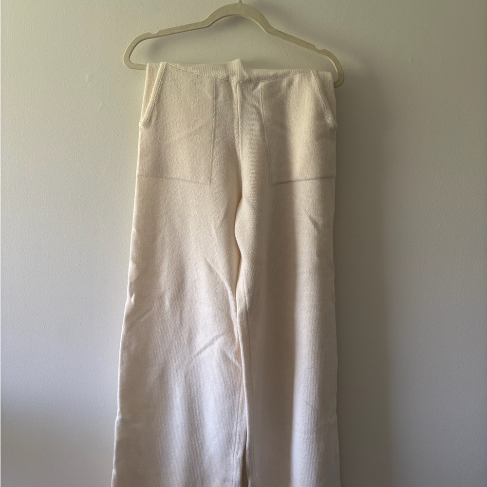 Cream Wide-Leg Pants